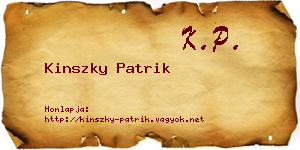 Kinszky Patrik névjegykártya